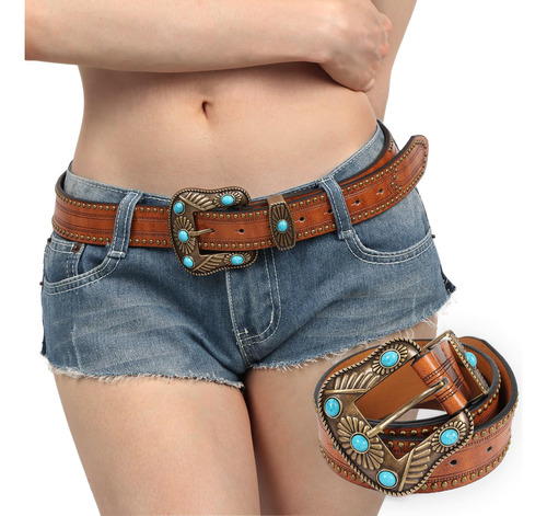 Furphi Western Vintage Belt Para Mujer Con Hebilla Ovalada D