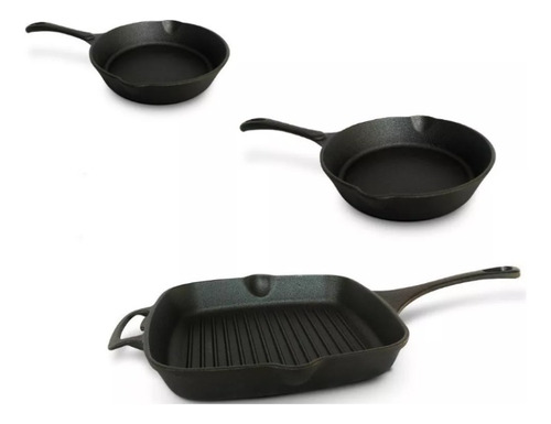 Set Sartenes 16cm + 25cm + Grill Hierro Fundido Record Juego