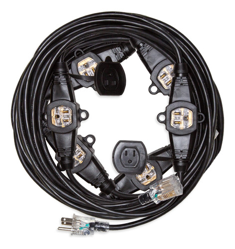 Cable De Extensin Para Exteriores De 50 Pies Con 7 Tomas De