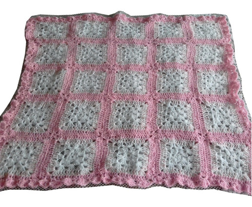 Manta De Bebé Tejida A Mano En Crochet Rosa Model 12 Liquido