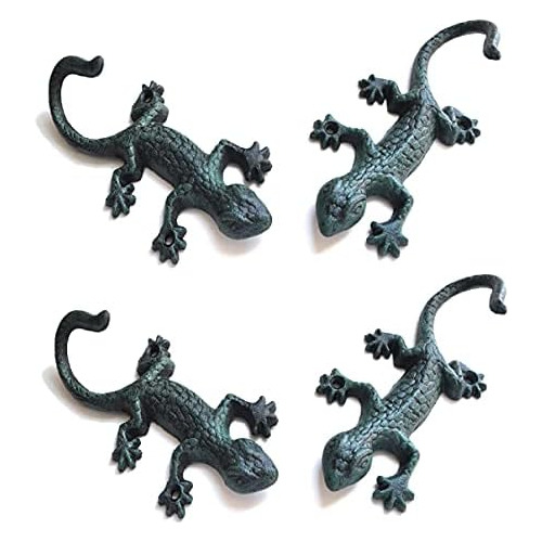 Ganchos De Pared Decorativos Forma De Gecko De Hierro F...