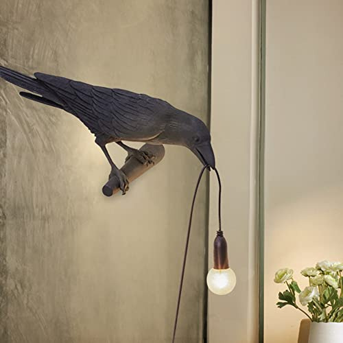 Lámpara De Pared De Resina Con Forma De Cuervo - Negro