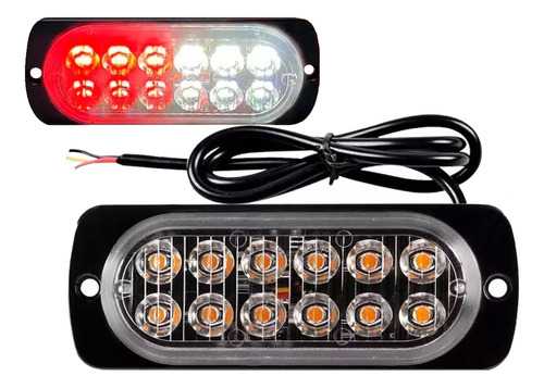 Luz Led Estroboscopica 12 Led 10 A 30 V Rojo+blanco Autos