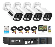 Comprar Kuiiyer ku122 4CH DVR 5MP Cámara de Seguridad de visión nocturna a todo color soporte de grabación disco duro blanco de 500 GB Soporte para la visualización remota del teléfono móvil