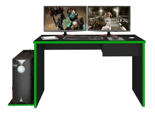Mesa Para Computador Notebook Desk Game Drx 8000 Preto/verde Cor Preto