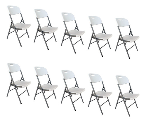 Silla Plegable Linium Eventos Plástico Resistente Set De 10 Color Blanco