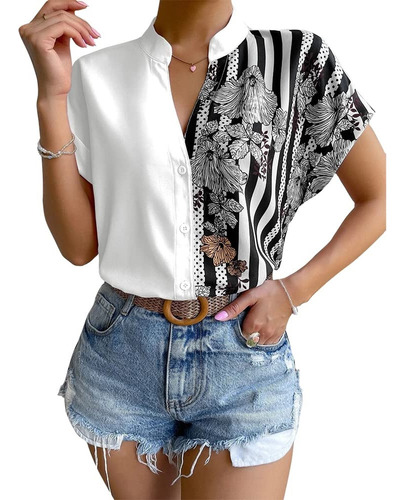 Camisas Casuales De Verano Cuello En V Para Mujeres