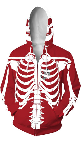 Bedjimi Skeleton Zip Up Hoodie Para Hombre Halloween Cosplay