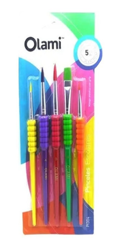 Set De Pinceles Olami Línea Escolar Con Grip De Plástico 