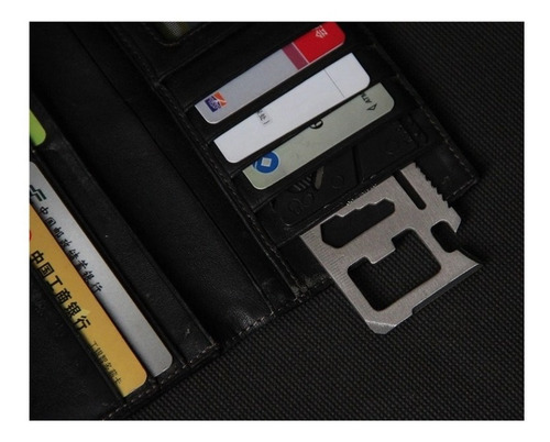 10 Tarjeta 11 En 1 Supervivencia Acero Inoxidable Estuche Color Plata