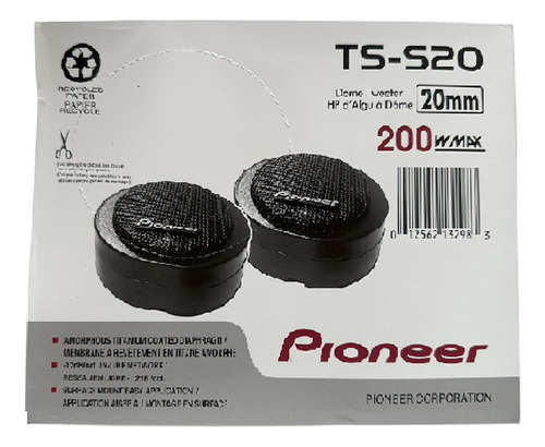 Pioneer Super Tweeter Ts S20 200w 3/4 20mm 8 Ohms Cor Preto