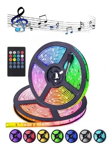 Tira Led Musical Audioritmica Rgb 5 Metros +control +fuente