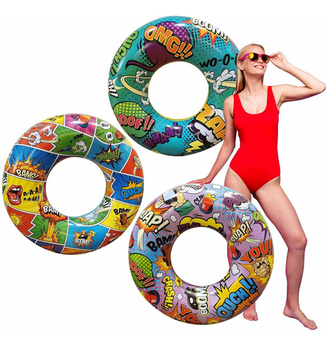 Inflable Para Piscina Pop-art Comics Juego De Es , Tubos Flb