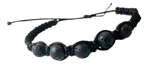 Pulsera Con Piedras Volcánicas E Hilo, Regulable - Unisex