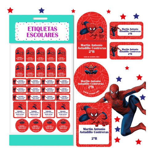 Etiquetas Para Marcar Ropa Y Utiles Escolares Spiderman