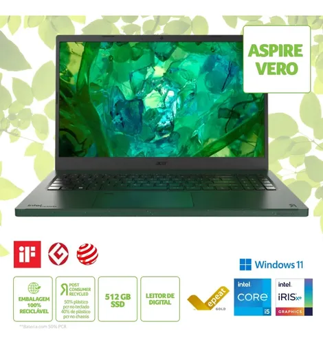 comprar Notebook Acer Vero AV15-53P-56HM Intel® Core™ i5 – 1335U 15.6” Full HD Intel® Iris® Xe 512 GB SSD 8 GB RAM Windows 11 Home
