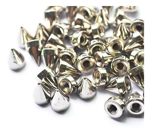 Imagem 2 de 6 de Spikes 10mm - Cone C/ Parafuso - Prata 100 Unidades
