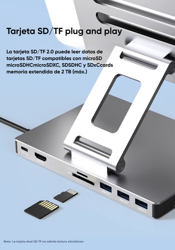 Dapon Soporte Para Tableta Con Hub Usb C 4k 60hz 8 En 1