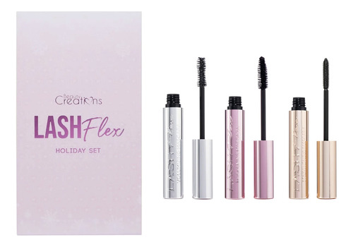 Set 3 Rimel Mascara Pestañas Lash Flex Beauty Creations® Color Holiday Set