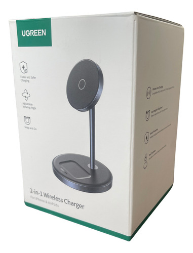 Ugreen Cargador 2 En 1 Magsafe Carga Inalambrica Para Iphone Negro