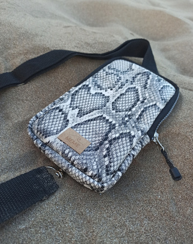 Porta Celular + Bandolera/mini Bag Ecocuero Reptil Unisex 