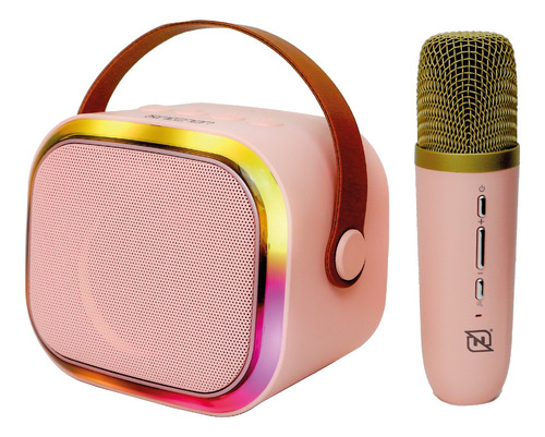 Bocina Bluetooth Karaoke Microfono Bt Fm Microsd Usb Nb-203 Color Rosa