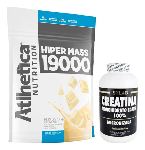 Atlhetica Hiper Mass 19000 3.2kg + Creatina Sylab 500g