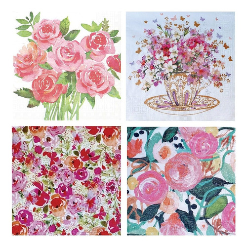 Imagen 1 de 6 de Servilletas Decoupage Set Flores Y Rosas Laura Craft
