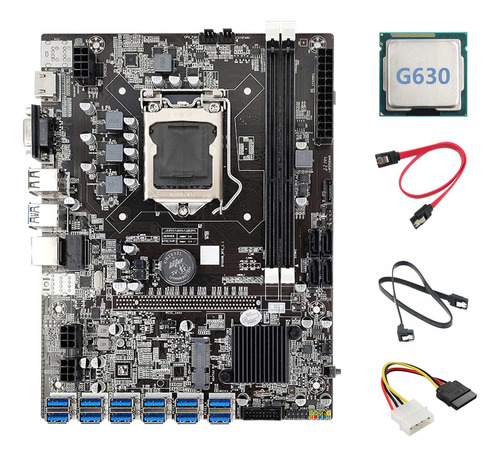 Placa Base B75 12 Usb Btc Mining, Cpu G630, 2 Cables Sata Y