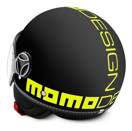 Imagen 3 de 4 de Casco Abierto Momo Fighter Classic Fluo Negro/amarillo