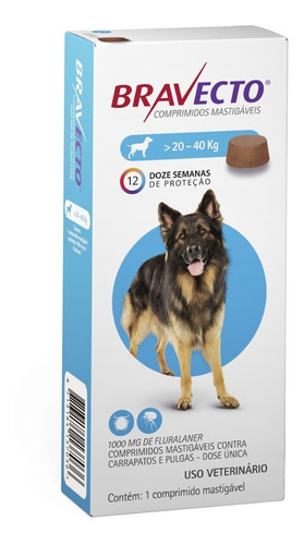 Antipulga Carrapato Bravecto Cães De 20 Kg A 40 Kg + Brinde