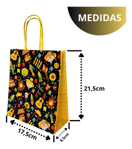 Kit 10 Sacola Kraft Presente Docinhos Festa Junina São João