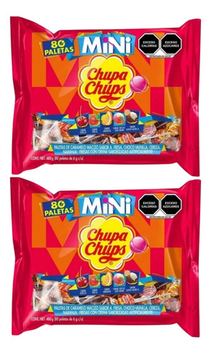 2 Bolsas Paleta Mini Chupa Chups 80 C/u Sabores Variados