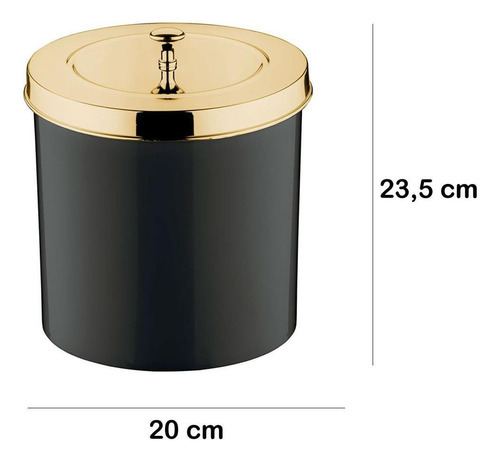 Lixeira 5 Litros E Porta Sabonete Líquido Preto / Dourado
