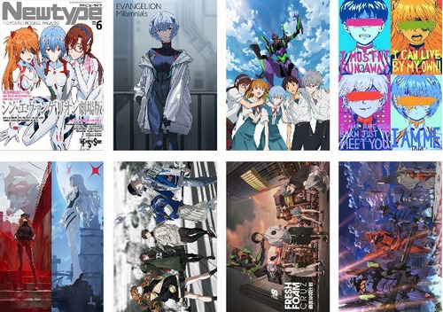 Paquete 8 Afiches Poster Neon Evangelion Anime 28x42cm