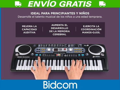 Imagen 3 de 9 de Teclado Organo Electronico Musical Instrumento 54 Teclas