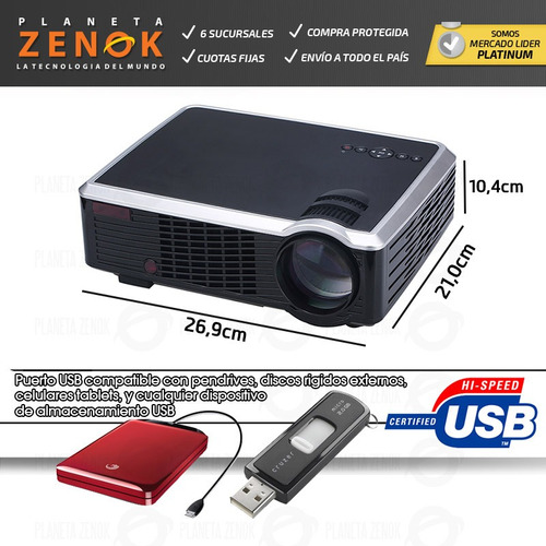 Proyector Con Lampara De Led Proyeccion Peliculas 2000 L Hd