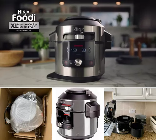 Ninja Panela de Pressão Elétrica e Airfryer FD401, Aço Inoxidável, Preto  110V