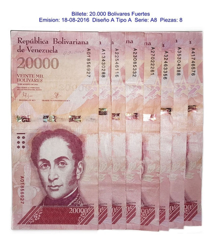 Billetes Antiguos De Venezuela 20000 Bs F. 18-08-2016
