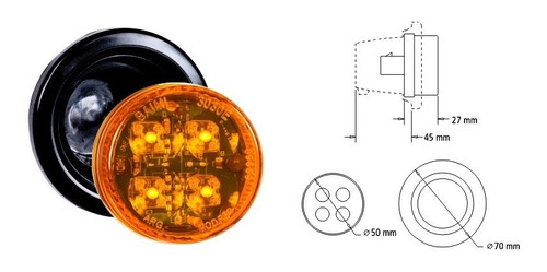 Faro Electronico Redondo Bivoltaje 12v - 24v C/4 Led's Verde