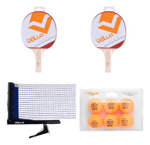 Kit Tênis De Mesa Ping Pong 2 Raquetes Rede E 06 Bolas Vollo