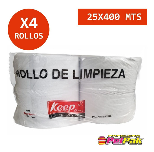Rollo De Papel Industrial Limpieza 25x400 Doble Hoja X4