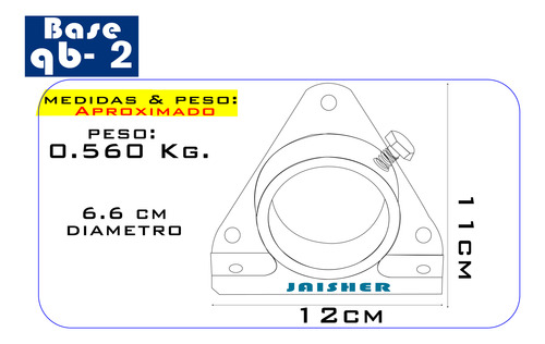 Base Para Quemador Jaisher Qb2 Sujeción Sobre Piso O Pared