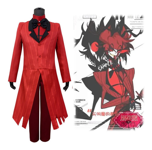 Hazbin Hotel Disfraz Cosplay Traje Rojo Chaqueta Punk Gótica