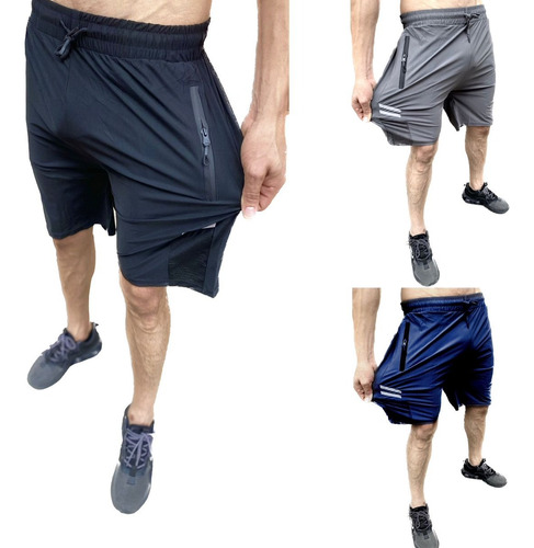 Compre Kit Com 3 Bermudas Dry Fit De Seda Fria | Premium