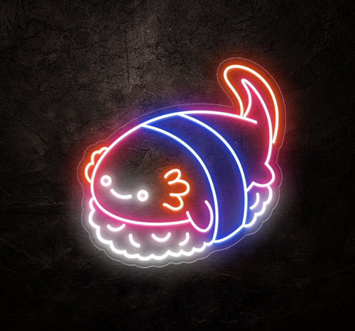 Letrero Led Neon En Acrilico De 3 Mm 40*47cm Sushi Ajolote