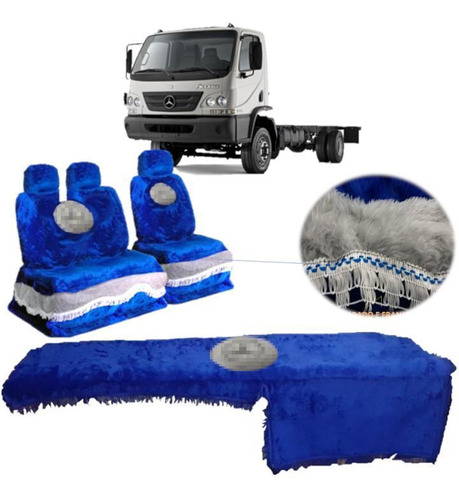 Kit Capa De Banco E Painel Chinil Azul Mercedes Benz Accelo