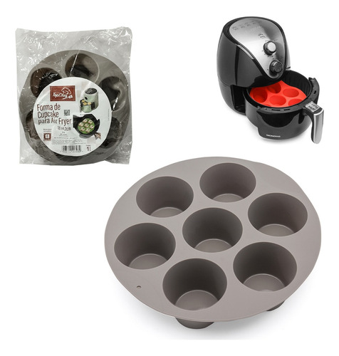 Forma De Silicone Redonda De Cupcake Para Air Fryer Com 7 Ca
