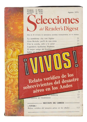 1974 Tragedia De Los Andes Viven Condensado Readers Digest