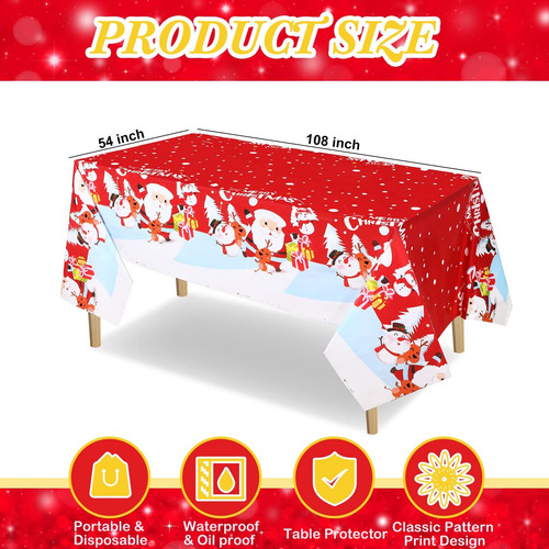 3 Pcs Rectángulo Mantelete De Navidad, Red Santa Claus Snowm